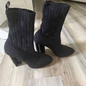 Louis Vuitton monogram black sock boots
